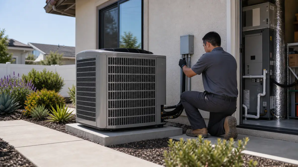 Mitsubishi mini-split AC system installed on a Pomona, CA home